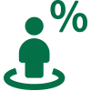 Human figure next to percentage symbol